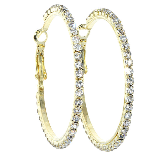 Orecchini Cerchio, Orecchini Oro, Orecchini Brillanti Ricoperti Di Strass, Regalo Indimenticabile, Gioiello Prezioso.