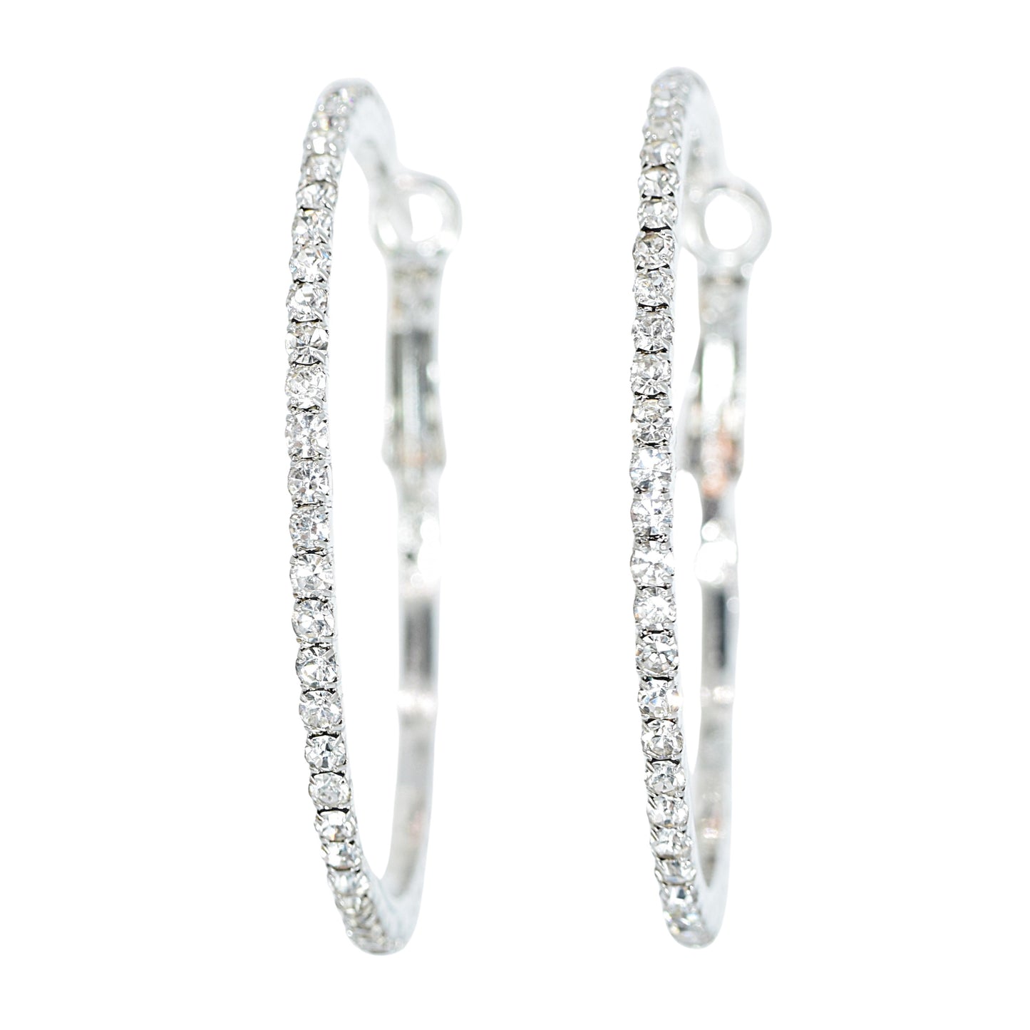 Orecchini Cerchio 50 mm, Orecchini Argento, Orecchini Brillanti Ricoperti Di Strass, Regalo Indimenticabile, Gioiello Prezioso.