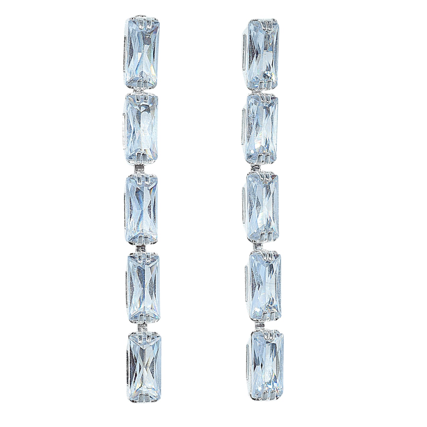 Orecchini Argento Con 5 Maxi Zirconi: Luce Radiosa Al Tuo Volto, Splendore Senza Pari, Un Regalo Indimenticabile, Eleganza E Lusso,  Brilla Come Una Diva, Un Gioiello Che Cattura Gli Sguardi.