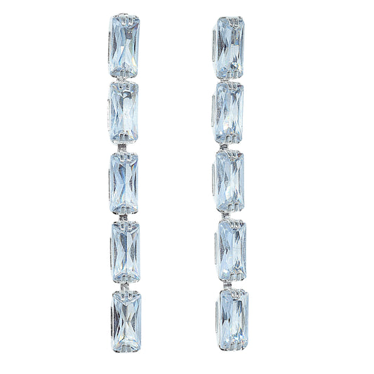 Orecchini Argento Con 5 Maxi Zirconi: Luce Radiosa Al Tuo Volto, Splendore Senza Pari, Un Regalo Indimenticabile, Eleganza E Lusso,  Brilla Come Una Diva, Un Gioiello Che Cattura Gli Sguardi.