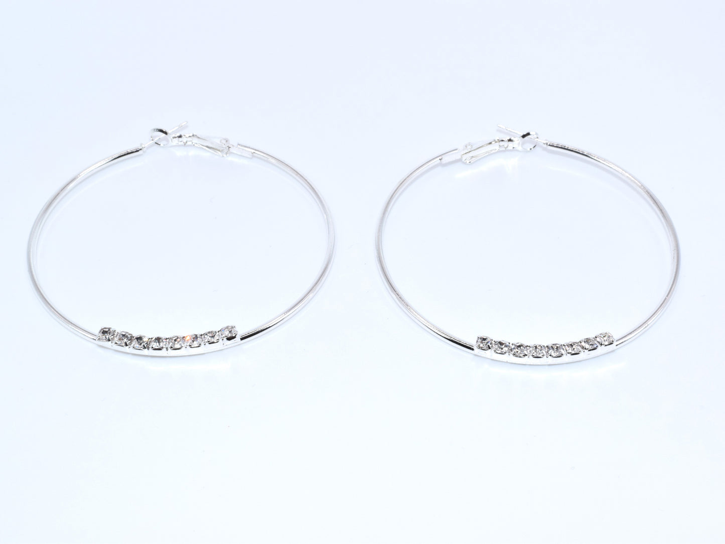 Orecchini Cerchio 60 mm, Orecchini Argento, Orecchini Brillanti Con 8 Zirconi Brillanti, Regalo Indimenticabile, Gioiello Prezioso.