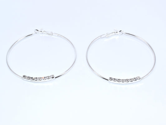 Orecchini Cerchio 60 mm, Orecchini Argento, Orecchini Brillanti Con 8 Zirconi Brillanti, Regalo Indimenticabile, Gioiello Prezioso.