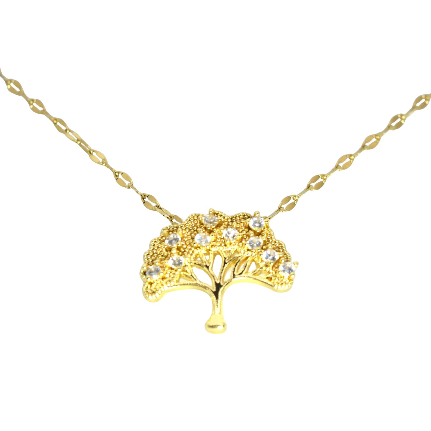 Collana Oro Albero Della Vita Tempestato Di Strass. Collana Oro: Regalo Indimenticabile, Gioiello Prezioso E Significativo.