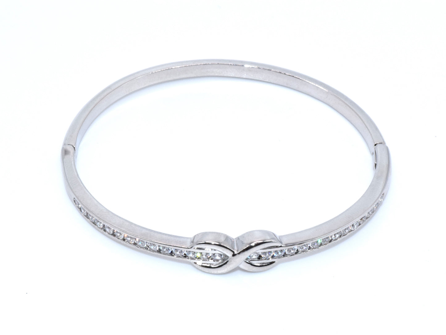 Bracciale Argento Con Simbolo Dell'Infinito E Strass Di Brillanti Zirconi, Bracciale Rigido Argento, Bracciale Infinito, Regalo Perfetto, Gioiello Indimenticabile.