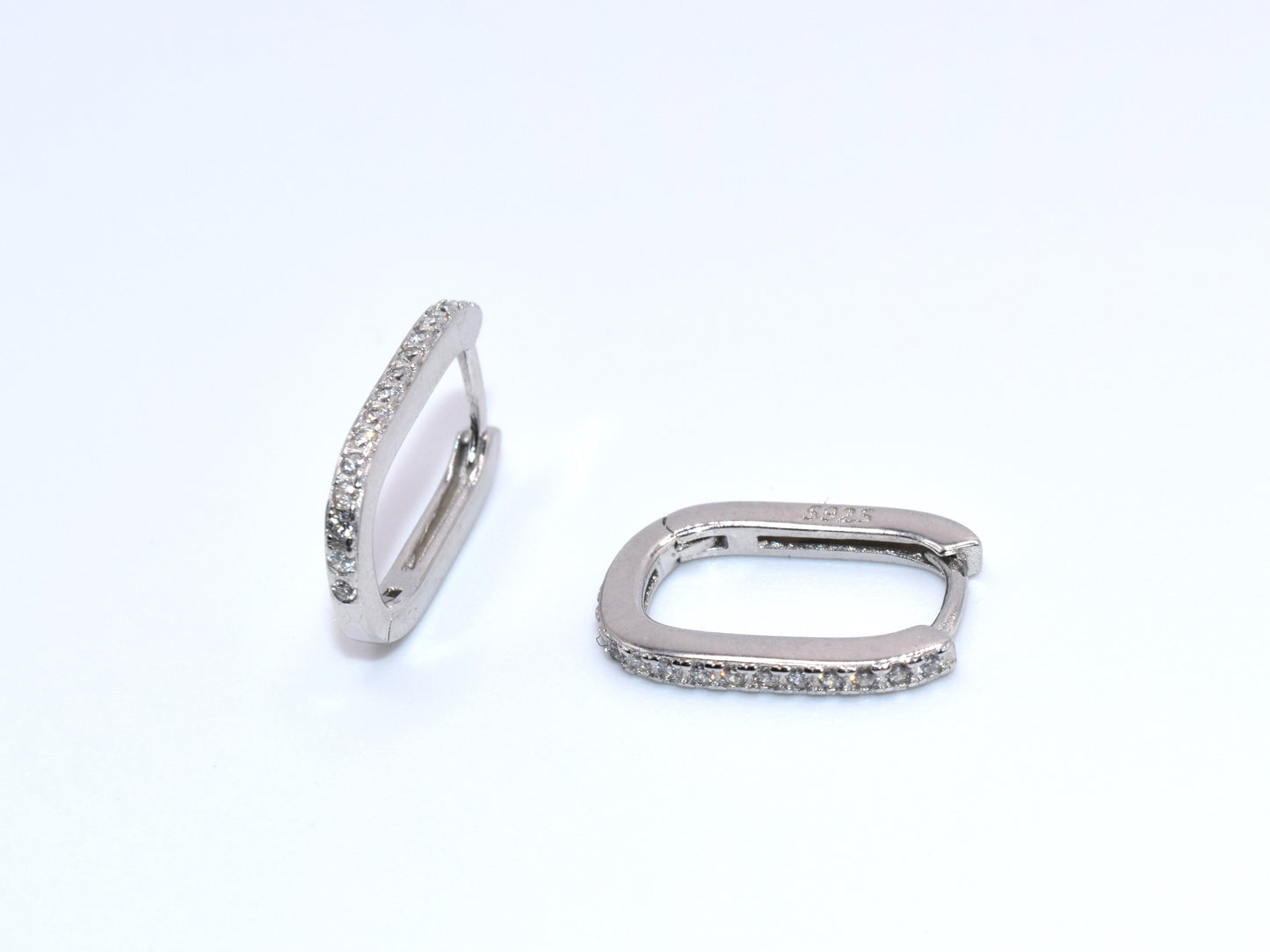 Orecchini Argento 925, Orecchini Cerchio, Orecchini Brillanti Con Pavè Di Strass, Regalo Indimenticabile, Gioiello Prezioso.