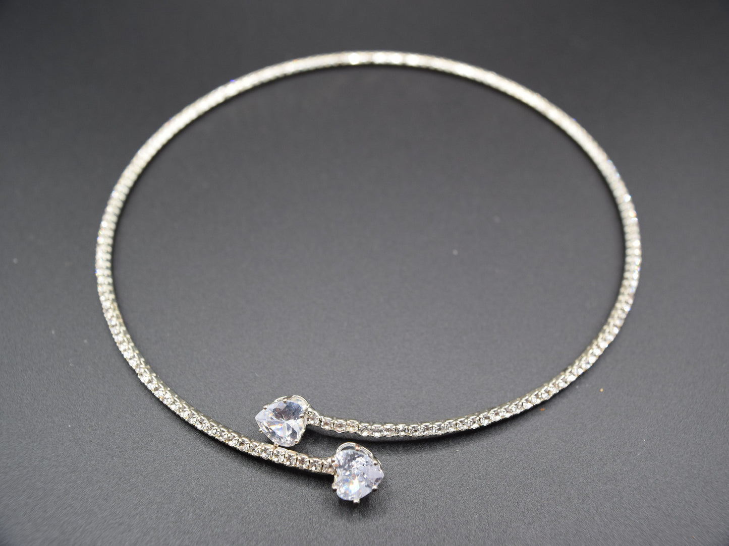 Girocollo Argento, Collana Argento, Girocollo Con 2 Brillanti Zirconi A Forma Di Cuore: Il Regalo Perfetto, Eleganza Senza Fine, Un Gioiello Indimenticabile.