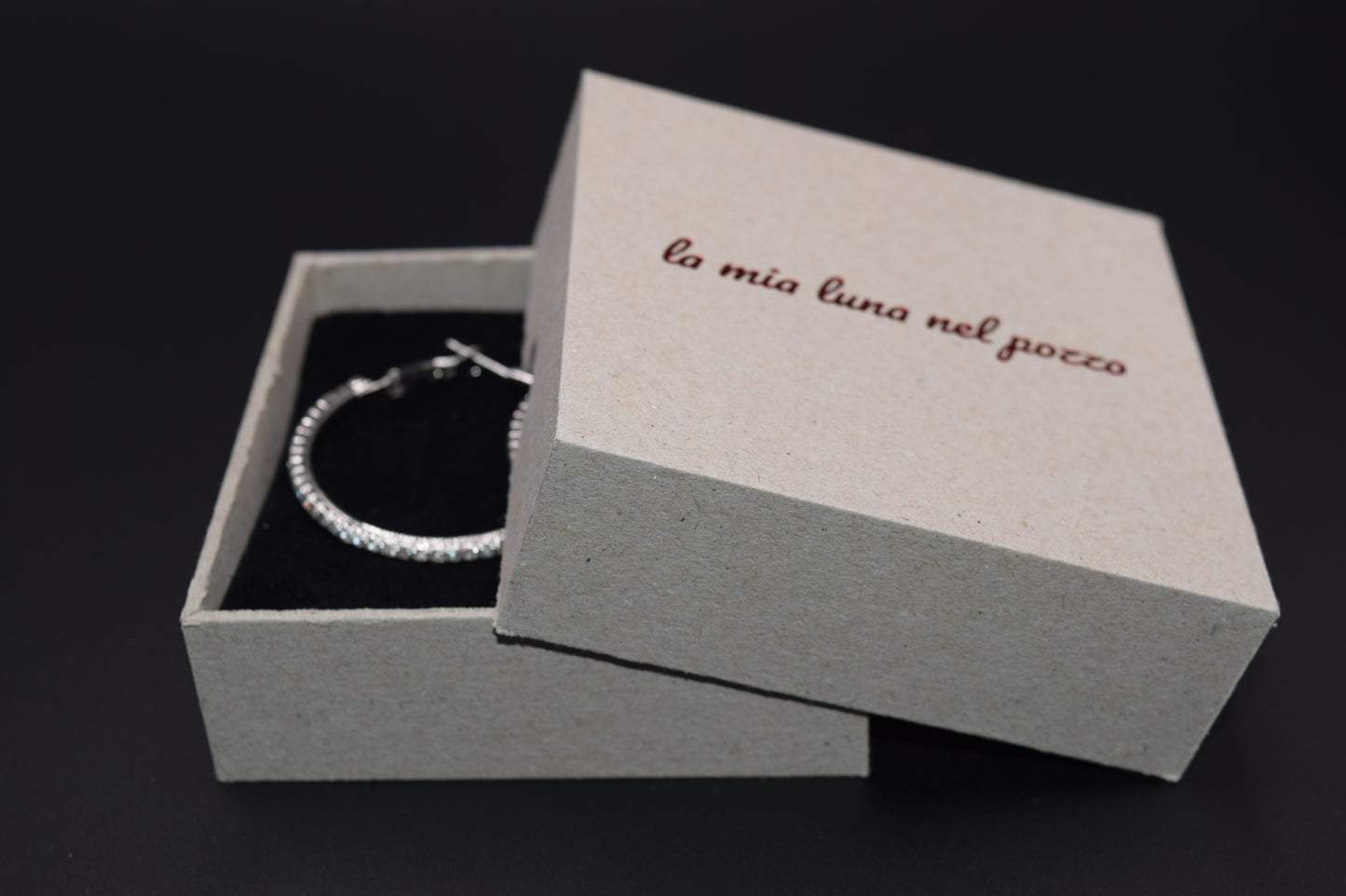 Orecchini Cerchio 50 mm, Orecchini Argento, Orecchini Brillanti Ricoperti Di Strass, Regalo Indimenticabile, Gioiello Prezioso.