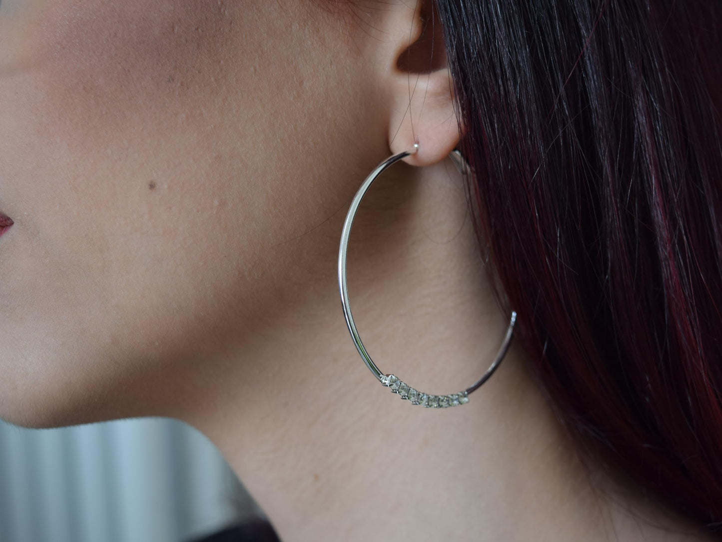 Orecchini Cerchio 60 mm, Orecchini Argento, Orecchini Brillanti Con 8 Zirconi Brillanti, Regalo Indimenticabile, Gioiello Prezioso.