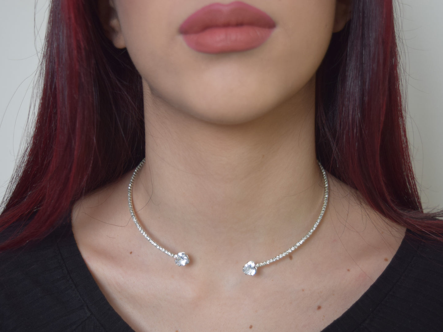 Girocollo Argento, Collana Argento, Girocollo Con 2 Brillanti Zirconi A Forma Di Cuore: Il Regalo Perfetto, Eleganza Senza Fine, Un Gioiello Indimenticabile.