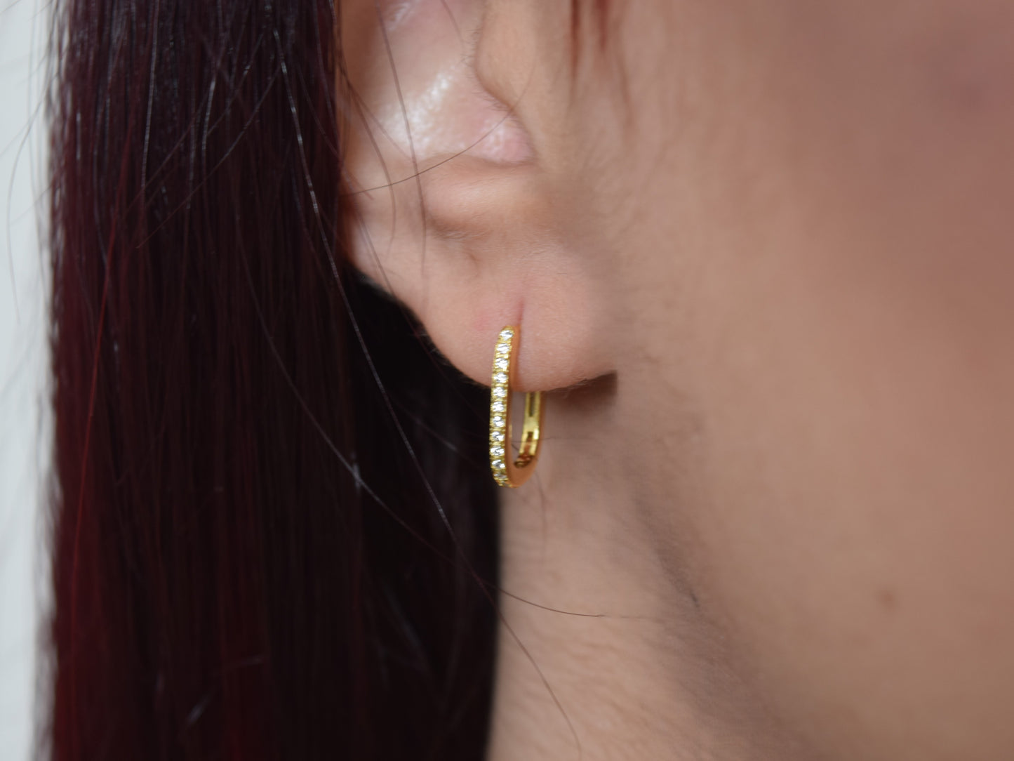 Orecchini Marchiati Argento 925 Placcati Oro, Orecchini Cerchio, Orecchini Brillanti Con Pavè Di Strass, Regalo Indimenticabile, Gioiello Prezioso.