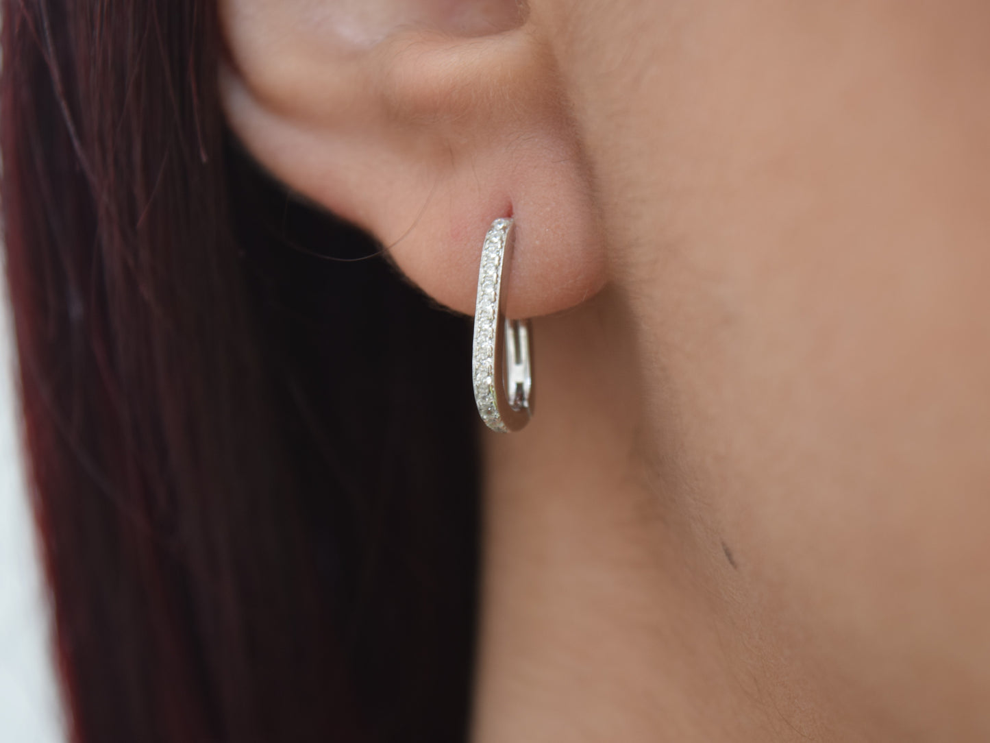 Orecchini Argento 925, Orecchini Cerchio, Orecchini Brillanti Con Pavè Di Strass, Regalo Indimenticabile, Gioiello Prezioso.