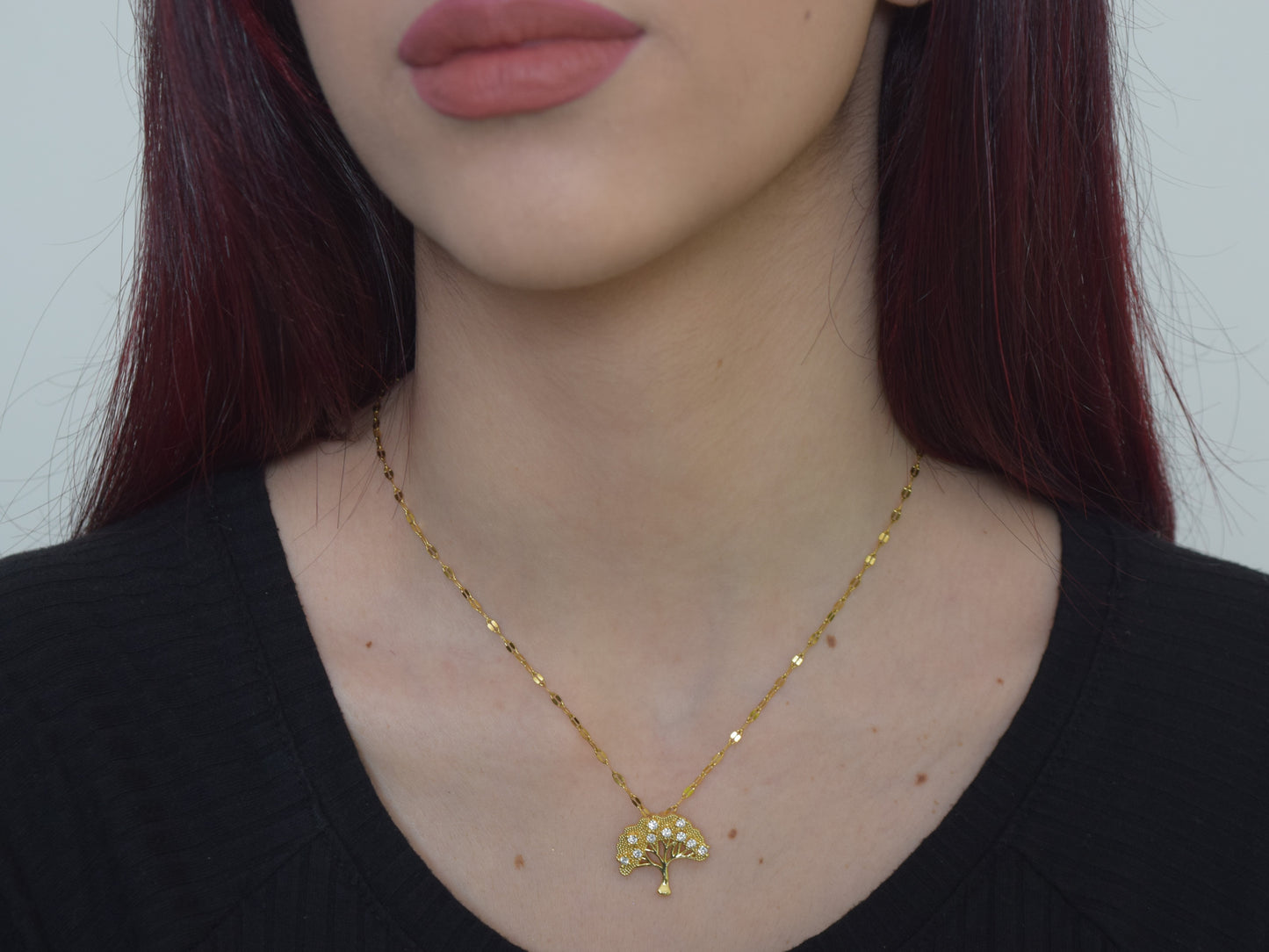 Collana Oro Albero Della Vita Tempestato Di Strass. Collana Oro: Regalo Indimenticabile, Gioiello Prezioso E Significativo.