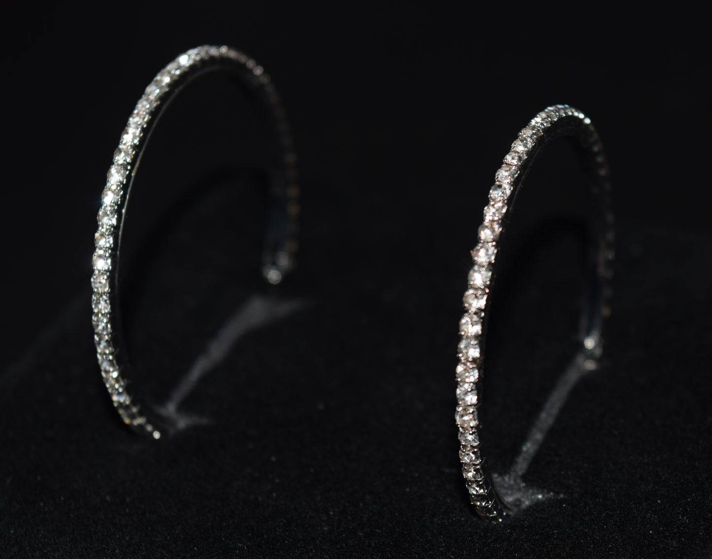 Orecchini Cerchio 50 mm, Orecchini Argento, Orecchini Brillanti Ricoperti Di Strass, Regalo Indimenticabile, Gioiello Prezioso.