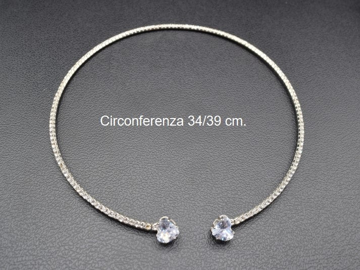 Girocollo Argento, Collana Argento, Girocollo Con 2 Brillanti Zirconi A Forma Di Cuore: Il Regalo Perfetto, Eleganza Senza Fine, Un Gioiello Indimenticabile.