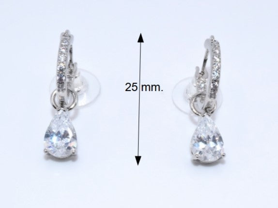 Orecchini Pendenti, Orecchini Argento Con Pavè Di Strass, Orecchini A Goccia Con Maxi Zirconi, Regalo Prezioso, Gioiello Che Incanta.