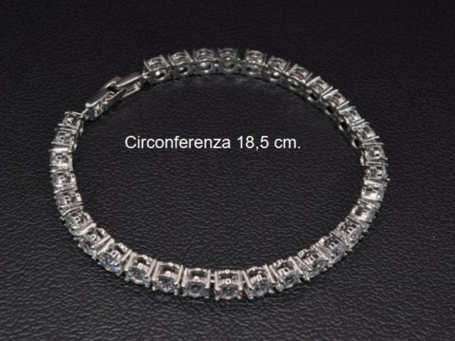 Bracciale Donna Tennis Argento con Preziosi Zirconi. Bracciali alla Moda. Regalo Indimenticabile (Tennis argento)