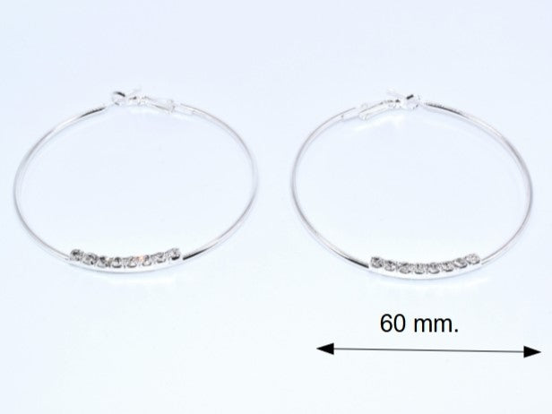 Orecchini Cerchio 60 mm, Orecchini Argento, Orecchini Brillanti Con 8 Zirconi Brillanti, Regalo Indimenticabile, Gioiello Prezioso.