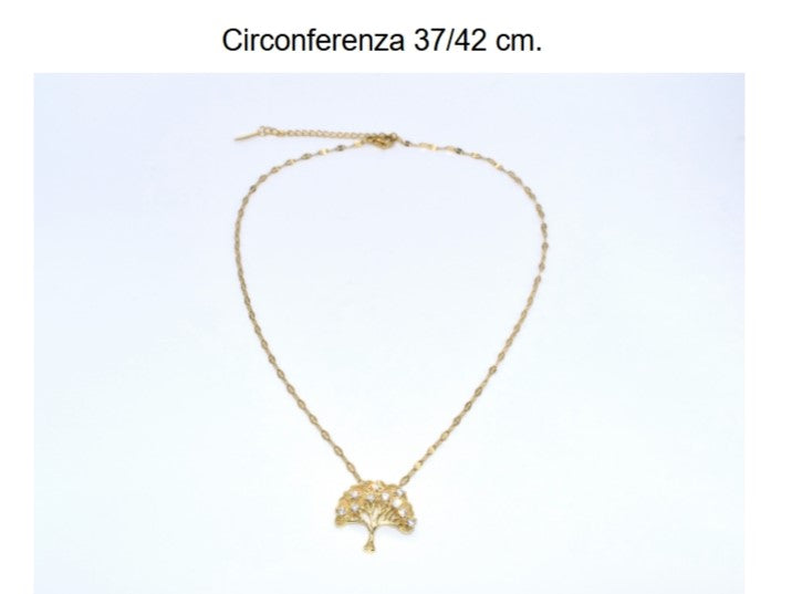 Collana Oro Albero Della Vita Tempestato Di Strass. Collana Oro: Regalo Indimenticabile, Gioiello Prezioso E Significativo.